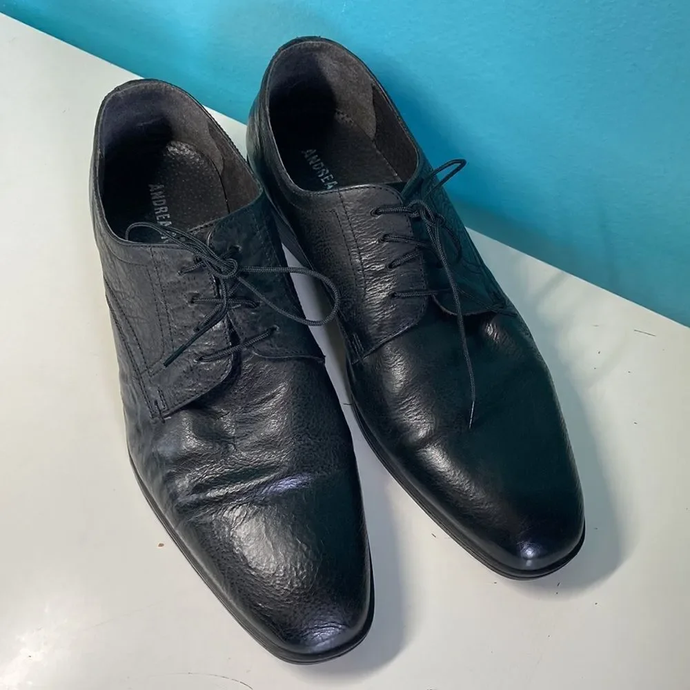 Andrea Rossi Mens Black Leather Lace Up Dress Shoes  Size 43 10 US